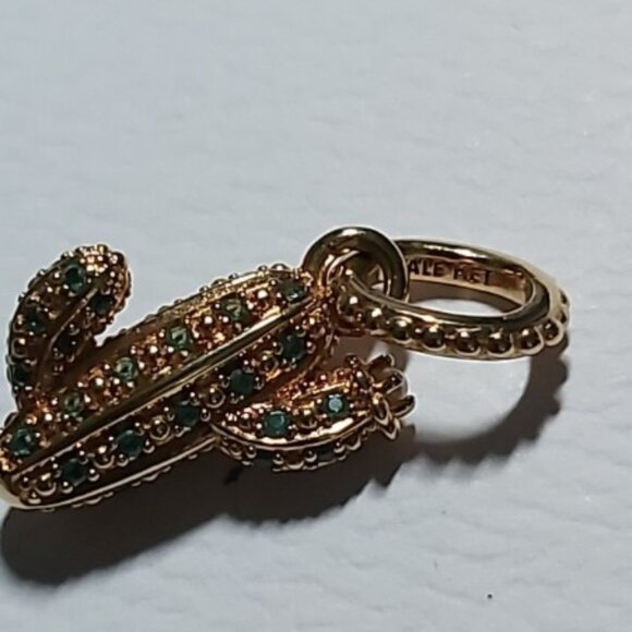 AUTH PANDORA* RETIRED*14kt Gold Plated Sparkling Desert Cactus Pendant Charm - Picture 14 of 16